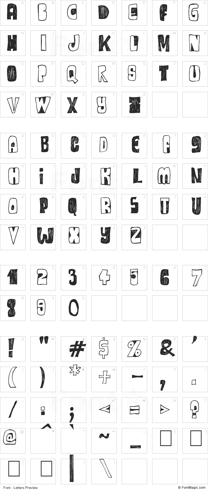 One Way Or Another Font - All Latters Preview Chart